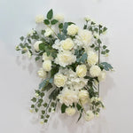 décoration murale fleurs artificielles blanc roses mariage romantique intérieur eucalyptus verte