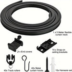 rails rideaux flexibles pliables tige arc noir moderne clips rondelles instructions