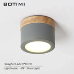 Spot LED moderne bois naturel abat jour métal gris blanc lumière