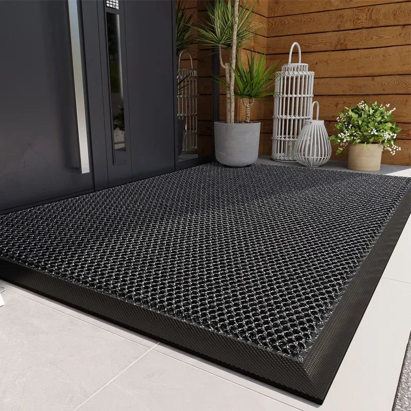 tapis porte d'entrée antidérapant noir gris bleu texture tridimensionnelle moderne minimaliste
