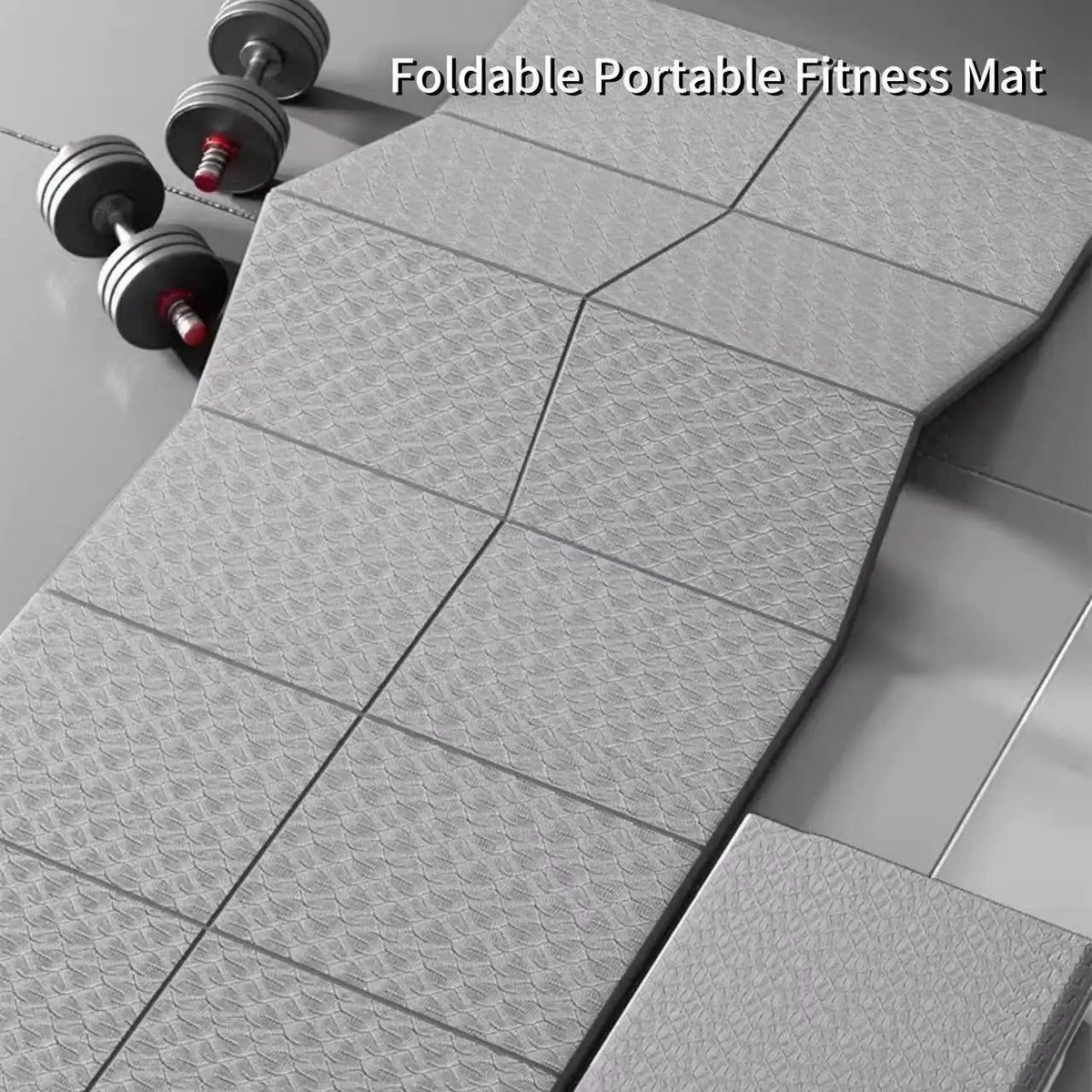 tapis fitness pliable tpe texture points gris moderne insonorisant antidérapant sport yoga