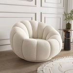 fauteuil moderne velours bouclé doux repos pieds beige clair intérieur meubles salon contemporain