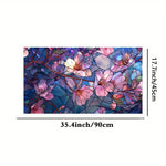 film décoratif fleurs feuilles multicolore adhésif opacité art deco vitrail maison fenêtre 45cm 90cm