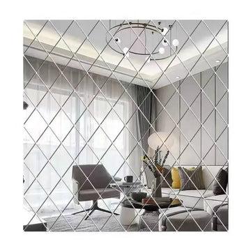autocollant miroir mural 3d carreaux géométriques acrylique décoration salon maison adhésif moderne