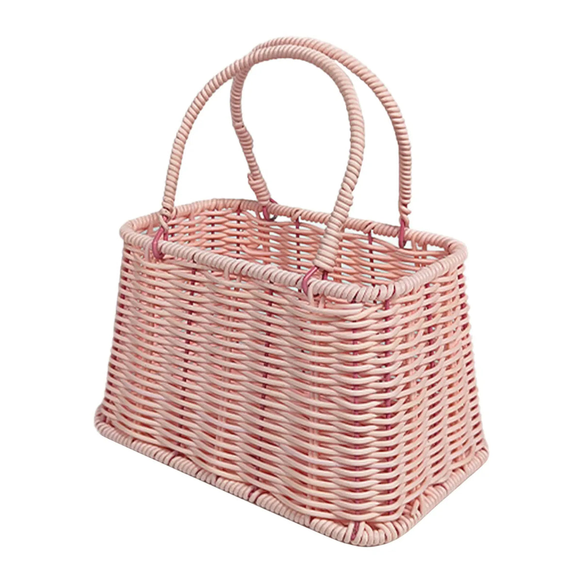 panier tressé marron clair rose rangement stockage bohème minimaliste respectueux environnement multifonctionnel