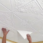panneau décoratif mural blanc floral relief classique adhésif 70cm 70cm