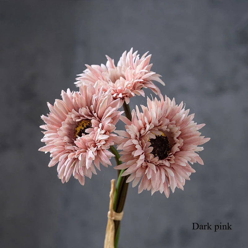 Bouquet artificiel gerbera blanc jaune rose moderne décoration intérieure mariage anniversaire minimaliste
