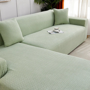 housse canapé gris jacquard moderne protection salon amovible lavable ruban adhésif