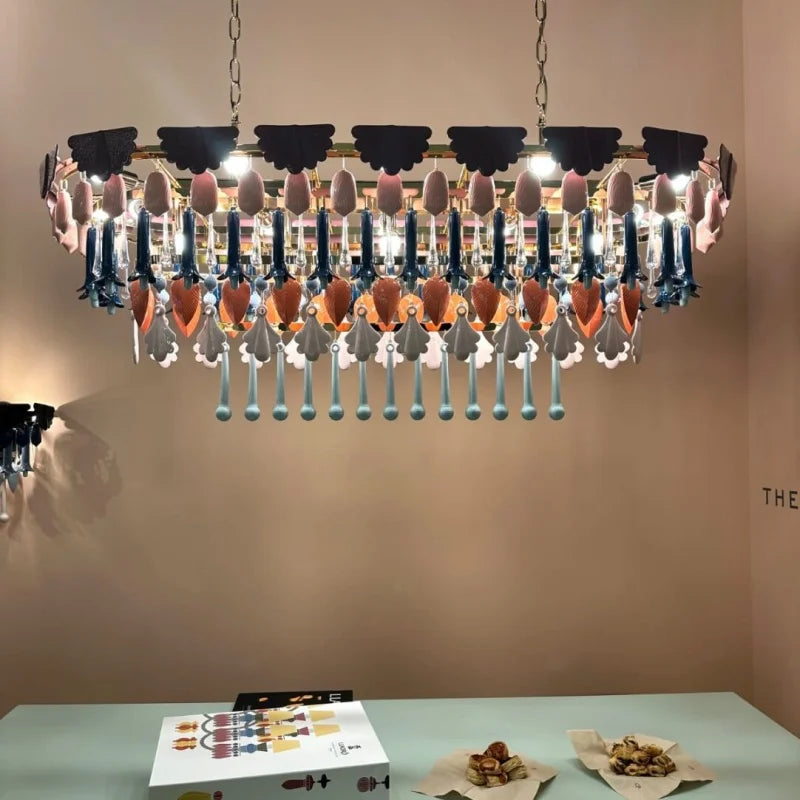 lustre moderne multicolore motif floral brillant élégant intérieur éclairage led suspension chambre salon