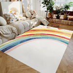 tapis sol moderne motif arc ciel beige rose doré chambre maison décoratif lavable