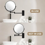miroir cosmétique noir moderne bras articulé pouces rond sans texte
