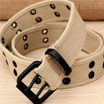 ceinture toile beige perforée boucle métallique décontracté sport outdoor unisexe