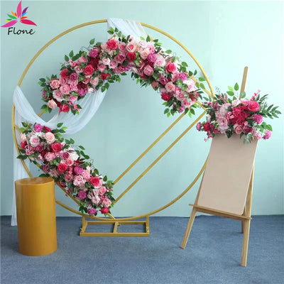 Guirlande de fleurs artificielles en soie rouge pour chemin de table