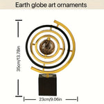 sphère artificielle moderne marbrée dorée noire décoration intérieure base carrée geometrique