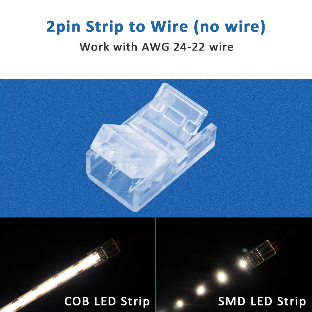connecteurs led transparents clips rubans flexibles 5v 12v certifiés rohs ul