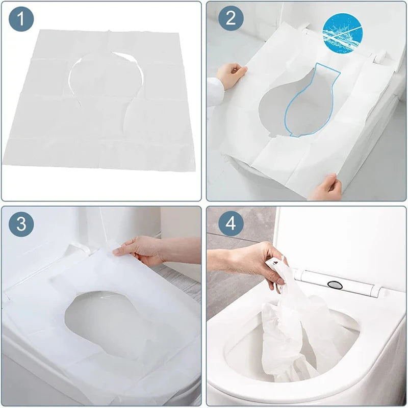 housse siège toilette jetable blanc vert beige hygiénique pratique papier lisse respectueux environnement portable