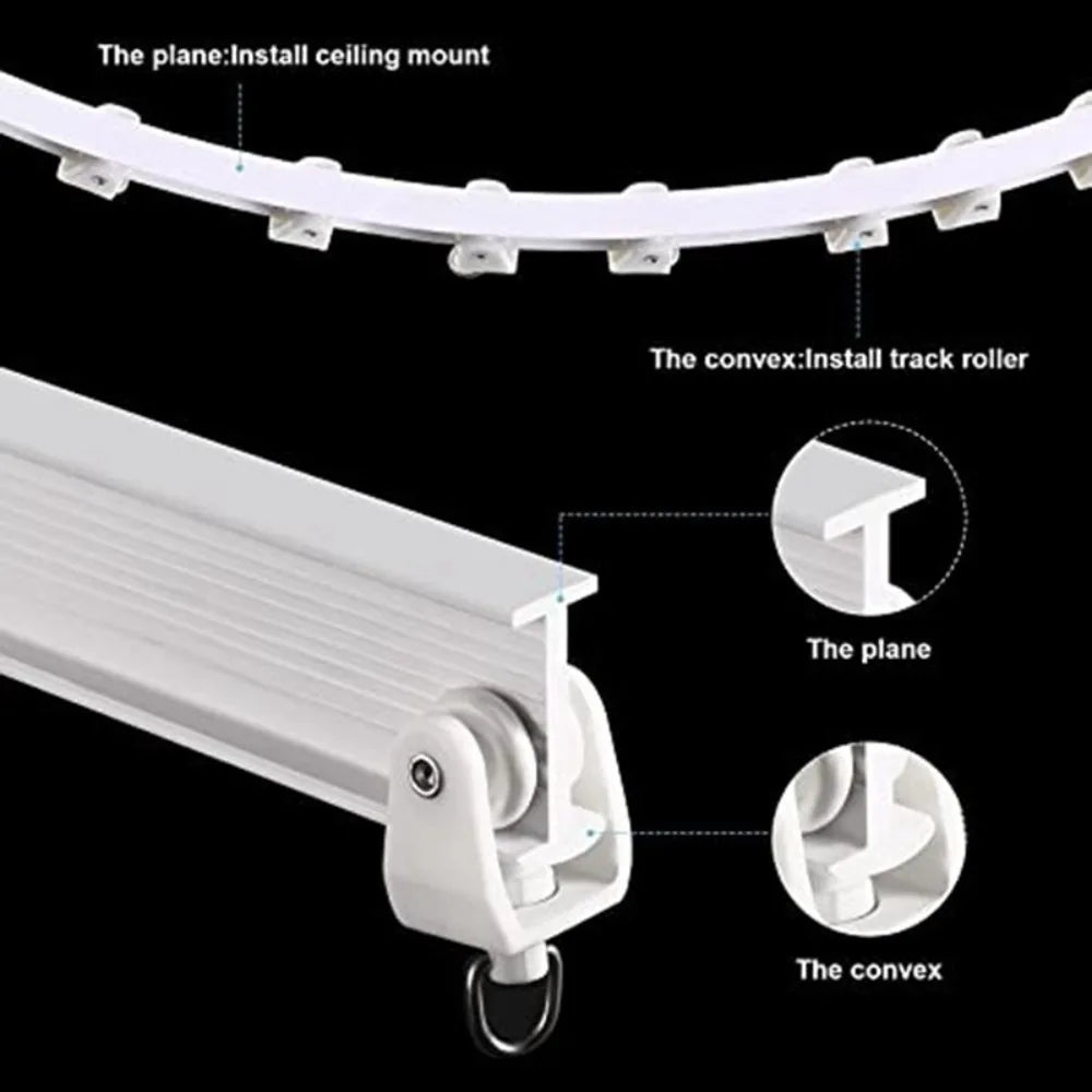 rideau polonais kit rail circulaire blanc moderne accessoires chariot roues crochets supports muraux