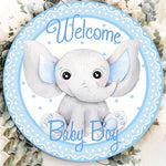 décoration murale bébé éléphanteau bienvenue aluminium résistant 20x20cm aquarelle