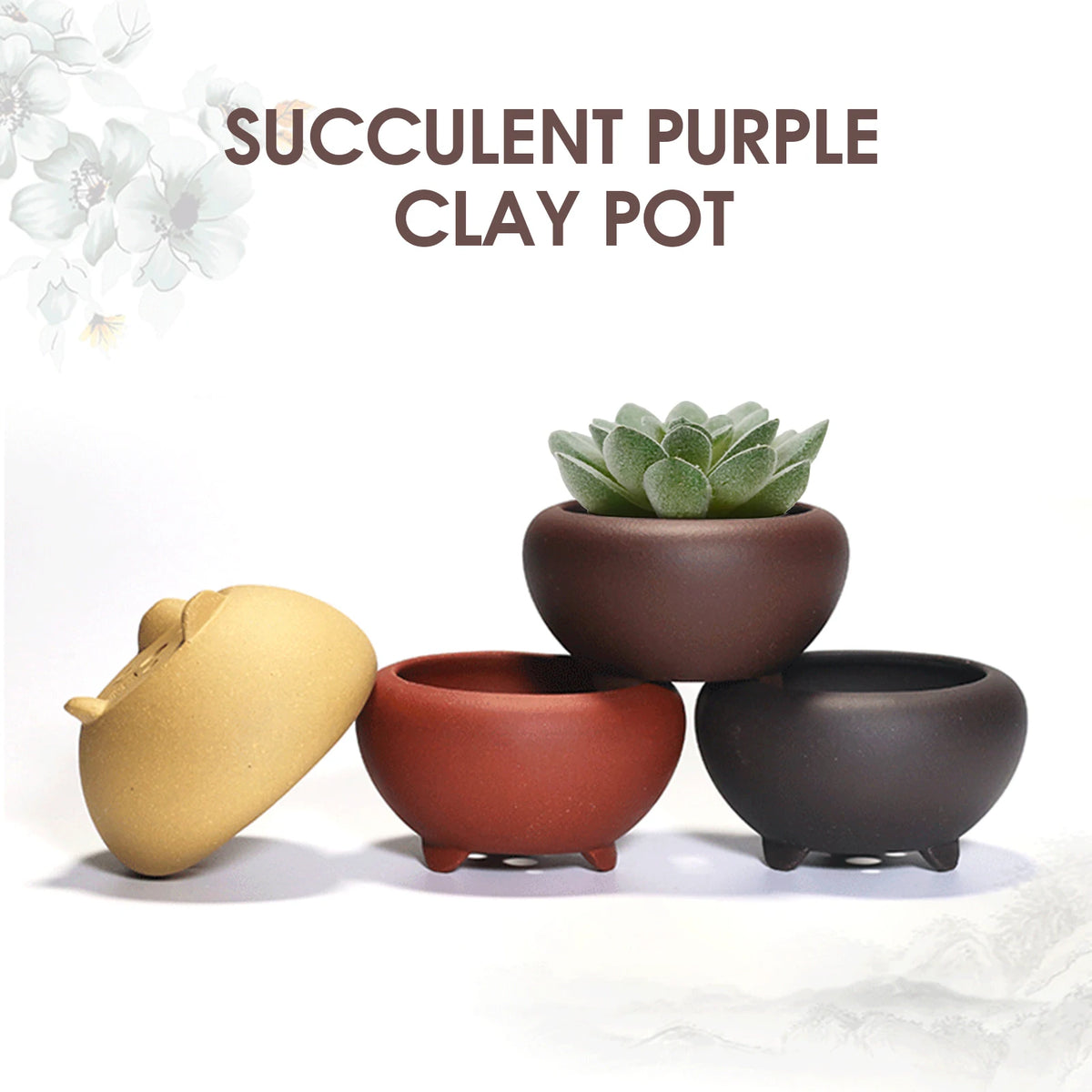 pot succulentes céramique moderne noir marron jaune sans finition opaque plante fleur