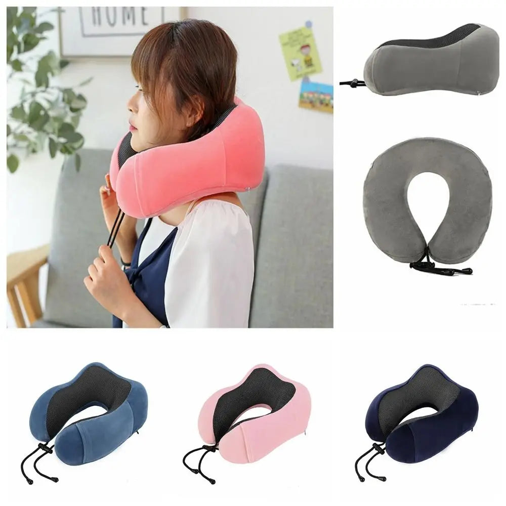 coussin voyage confortable gris noir bleu rose ergonomique mousse mémoire forme doux ajustable