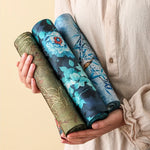 longue nappe fleurie double face impermeable table mariage thème asiatique decorative vert rouge bleu