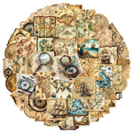 serviettes vintage cartes anciennes boussoles motifs géométriques beige marron bleu noir stickers deco 30pcs