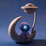 lampe table astronaute lune ufo moderne chambre blanc bleu rose orange