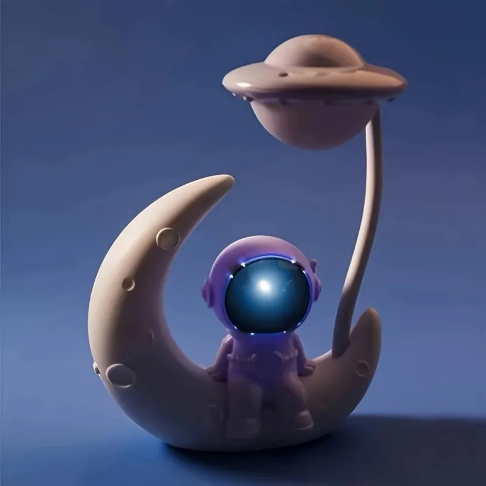 lampe table astronaute lune ufo moderne chambre blanc bleu rose orange
