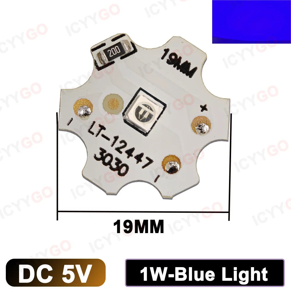 diodes led blanc rouge vert bleu moderne 19mm 1w 5v 300ma 120lm