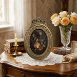 cadre photo vintage baroque or marron décoration florale sculptée aspect vieilliOpaque photo visible support