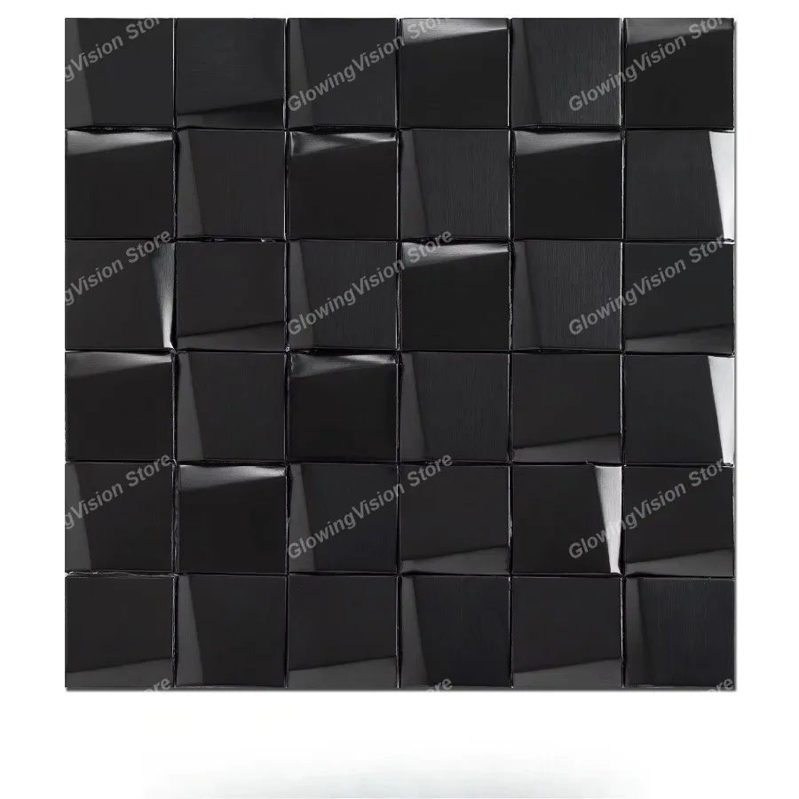 carreaux muraux adhésifs or moderne élégants carrés brillants 29.3cm 29.3cm noir argent