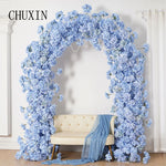 Décoration mariage arche fleurs artificielles bleu soie élégante extérieure anniversaire backdrop