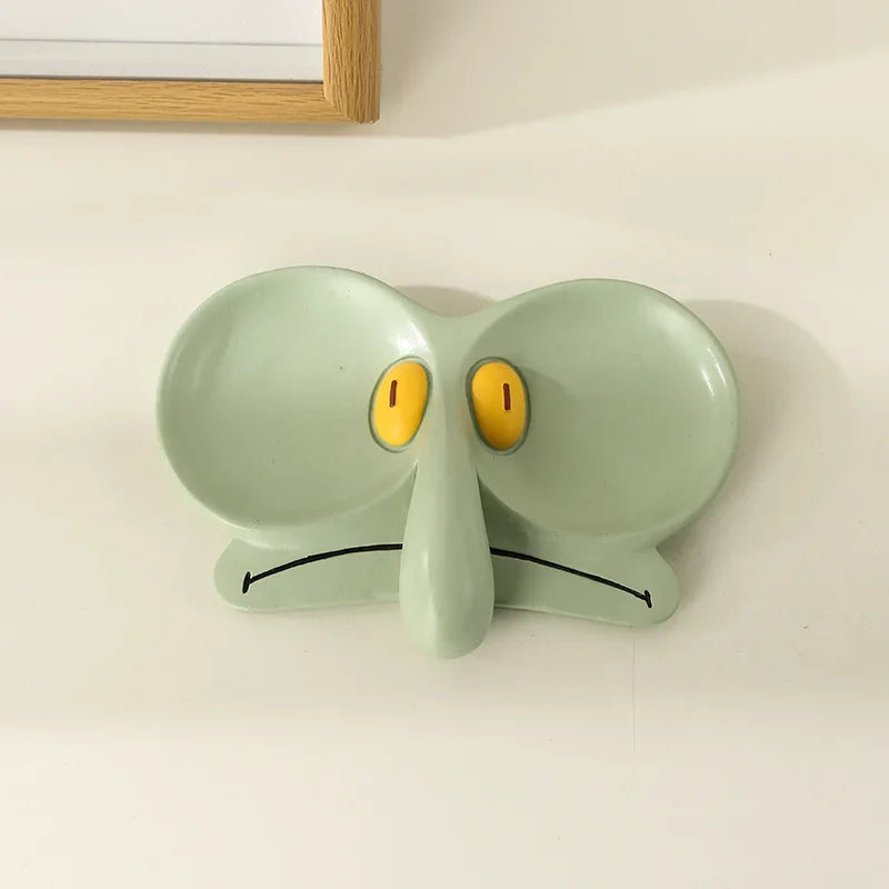 rangement bijoux lunettes cartoon personnage.spongebob squidward vert gris jaune deco erotique