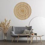 décoration murale mandala métal marron clair motifs floraux géométriques artisanat détaillé