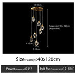 suspension lumineuse moderne transparente dorée facettes géométriques élégante leds