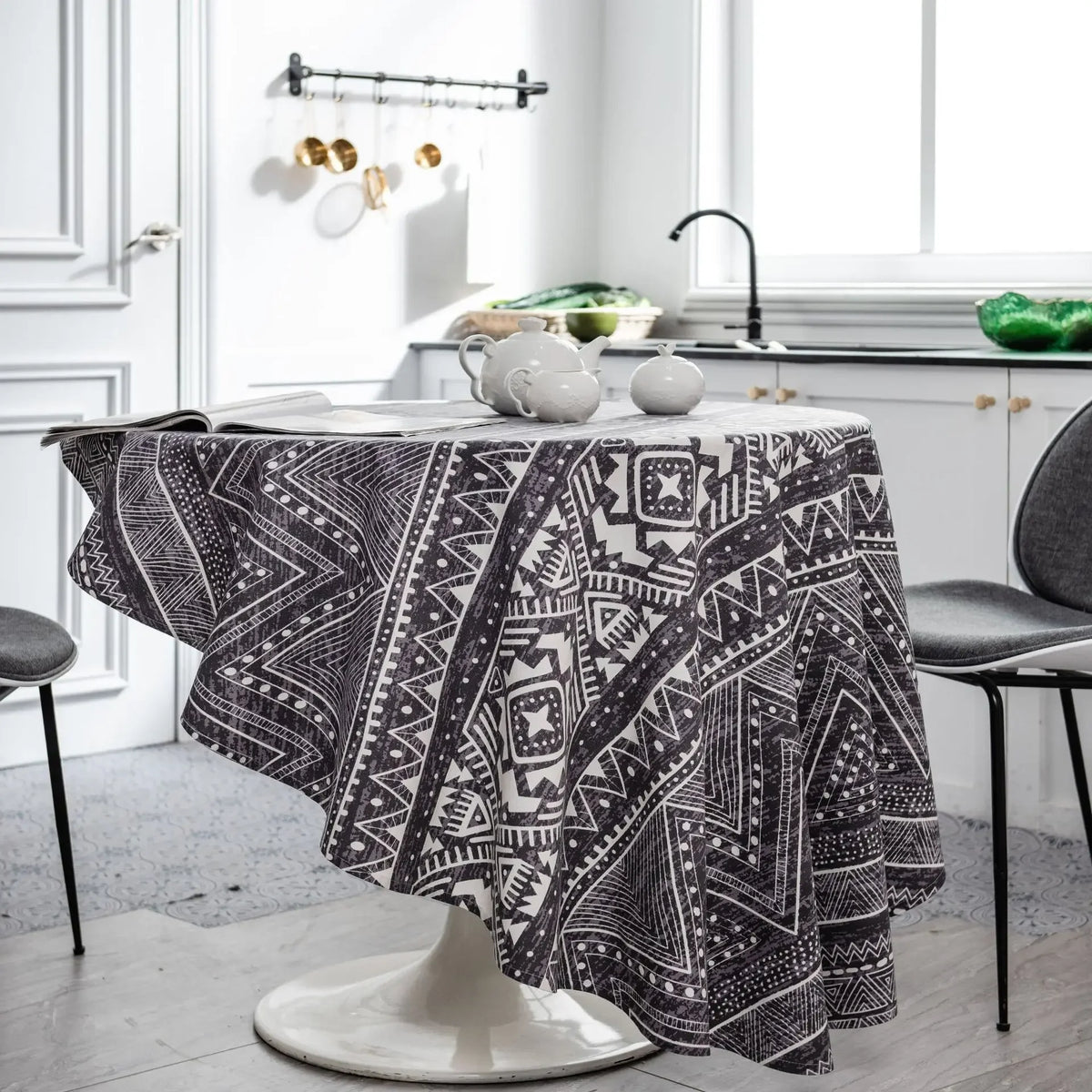 nappe ronde motif végétal franges rustique coton cérémonie mariage festivitéextérieur salon chambre
