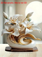 vase decoratif moderne fleur blanche taches dorées feuilles vertes beige deco salon