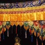 rideau handmade brodé couleurs or bleu rouge vert élégant traditionnel tasseaux multicolores