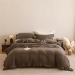 parure lit coton blanc cassé texture froissée housse couette drap taies oreiller