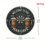plaque métal vintage cible fléchettes bienvenue man cave tasses bière points rouge noir