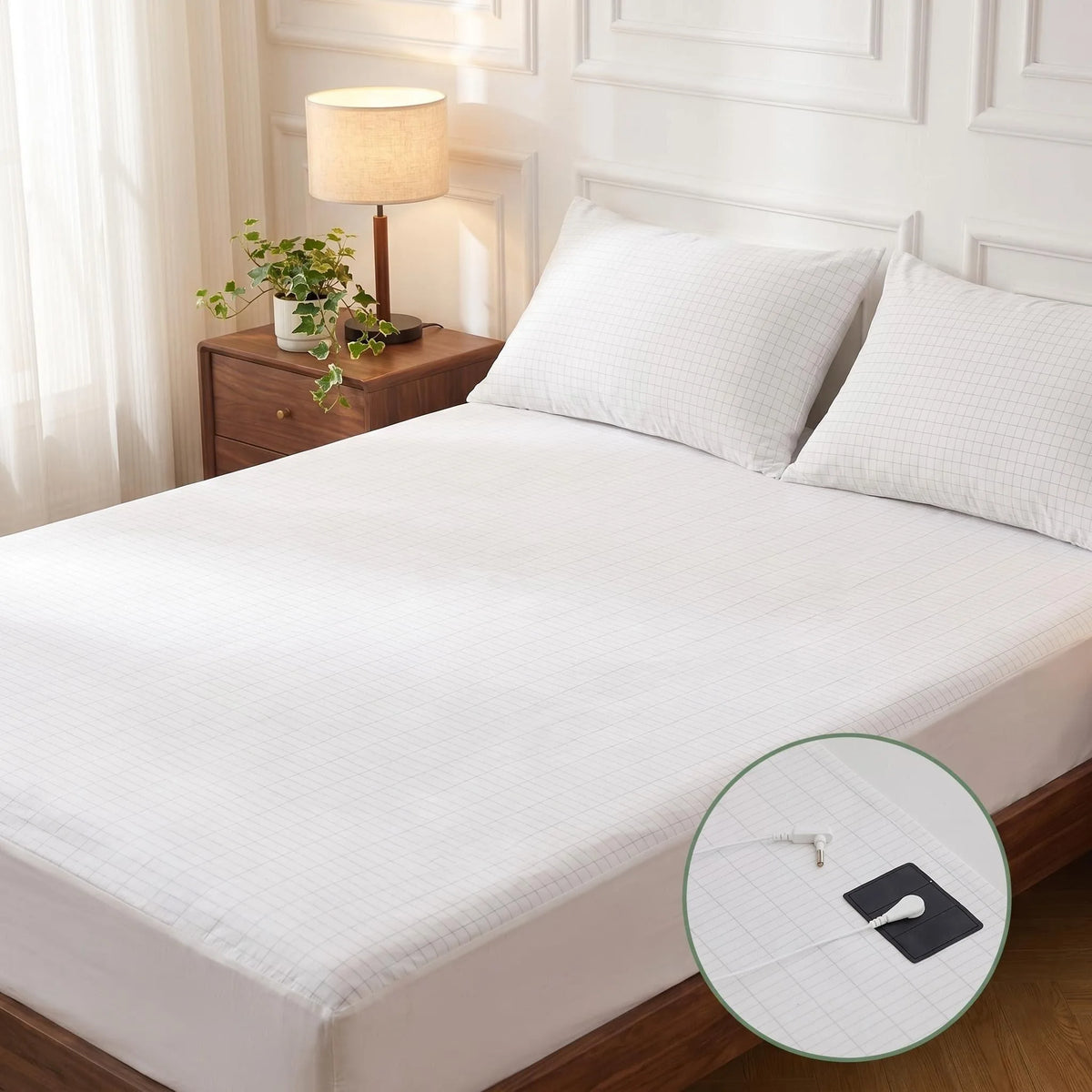 drap housse blanc rayures fines vertical moderne lit adulte 153x203cm 180x213cm 193x203cm 60x265cm 68x132cm