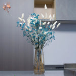bouquet fleurs séchées orange rose bleu blanc vase transparent décoration naturelle rustique maison