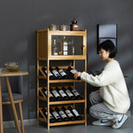 présentoir vin mural moderne étagères bois naturel bouteilles verre opaque 32x52x90cm