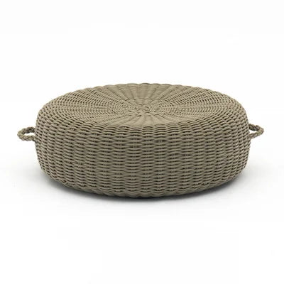 pouf tissé moderne gris bleu orange extérieur chaise plage coussin rond rotin osier camping