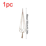 supports plante suspendue macramé boho tissé beige blanc pot fleurs chaines jardins