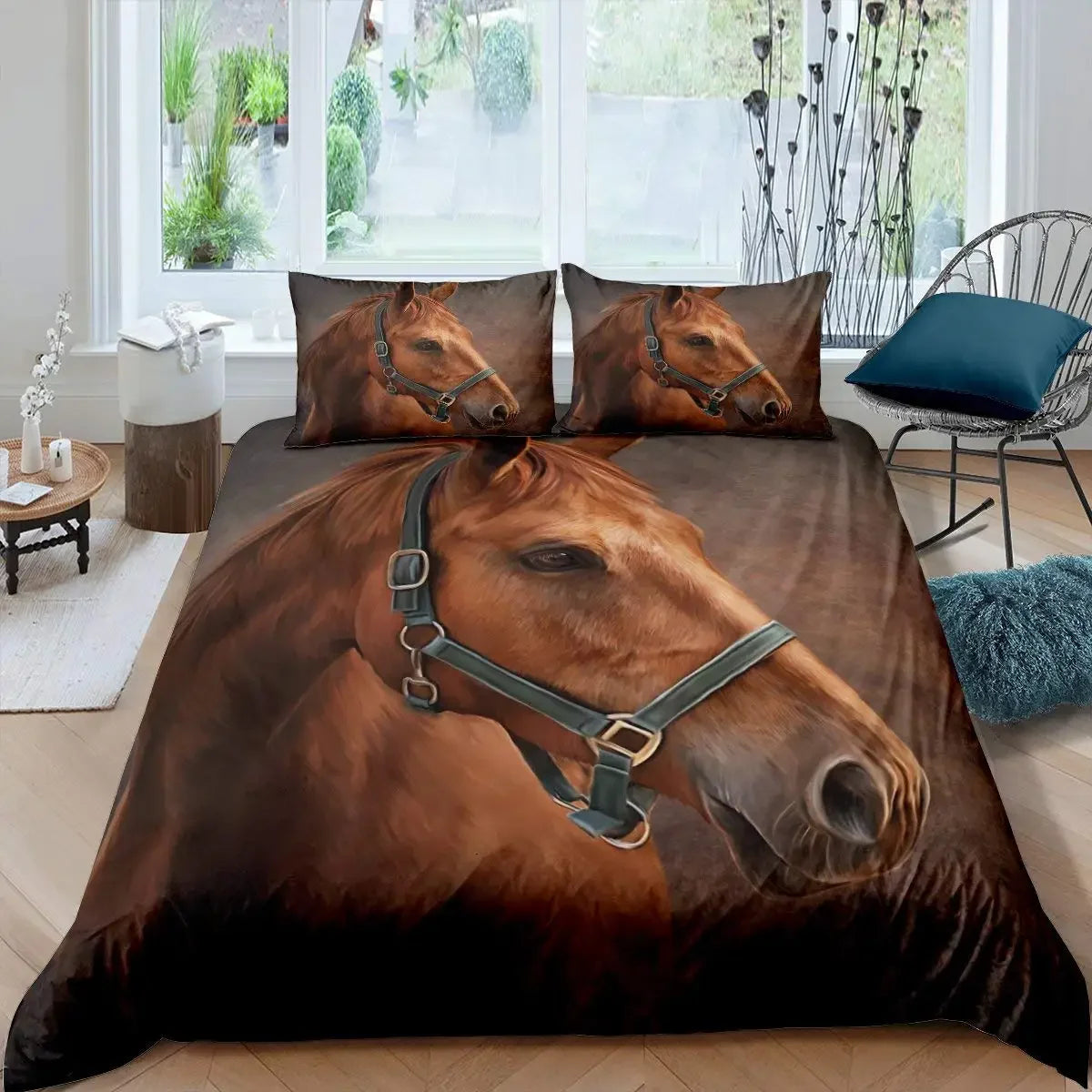 Linge de lit chevaux motif imprimé 3D