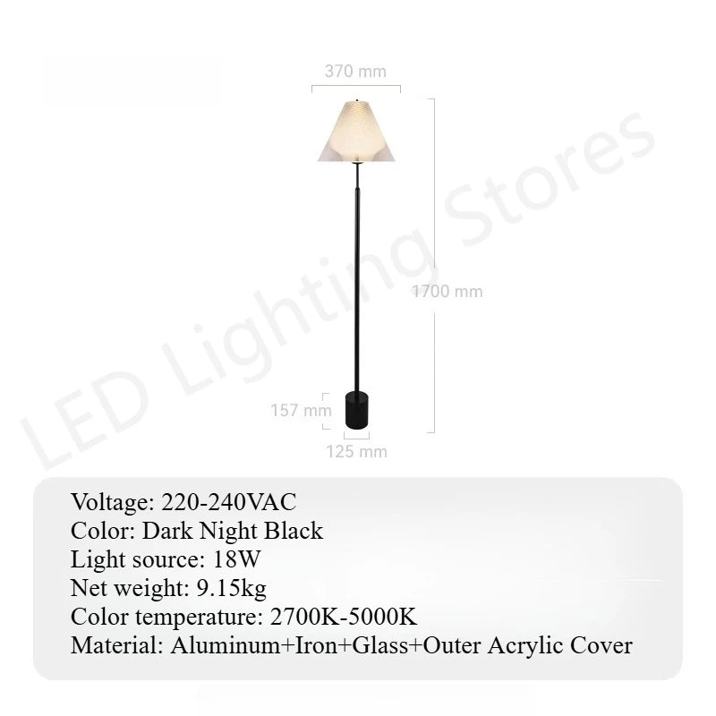lampe sol moderne noir blanc rayures fines zone 10 15m² interrupteur bouton