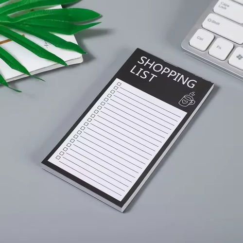tableau magnétique liste courses aimants noir blanc lignes shopping list minimaliste notes autocollantes memos