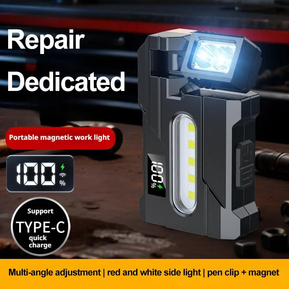 lampe travail rechargeable usb 1200 lumens zoomable clip magnétique gris moderne