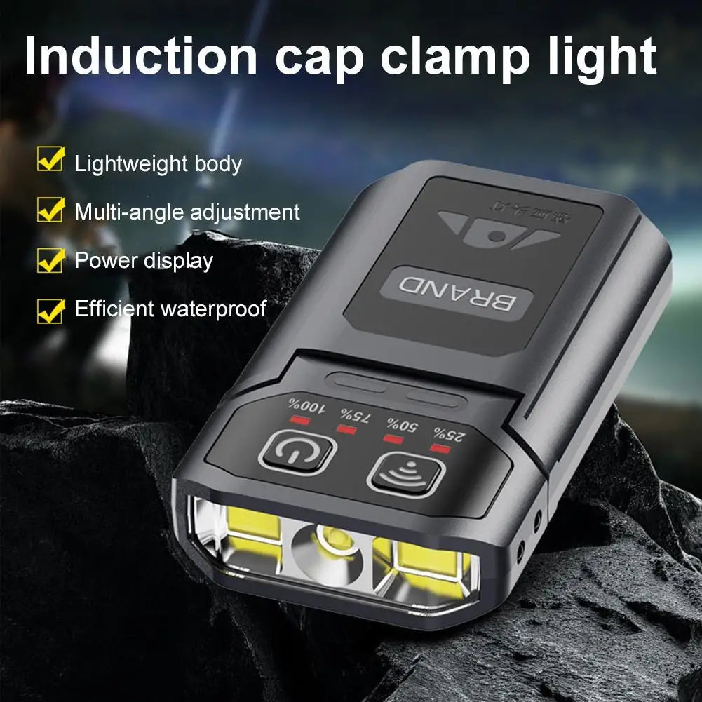 lampe torche noire rechargeable clip portable éclairage tête moderne camping pêche usb type